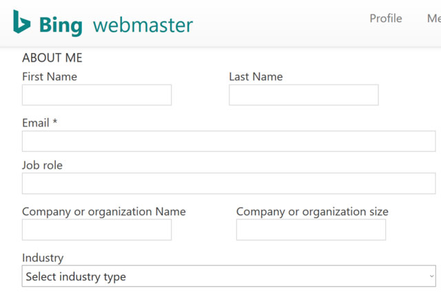 Điền thông tin vào bing webmaster tool