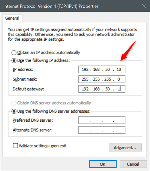 Đặt địa chỉ IP tĩnh trong Windows 10